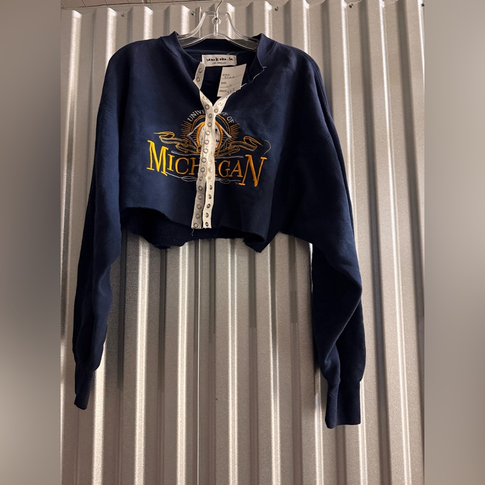 University of Michigan Navy Cropped Sweatshirt